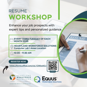 Monthly Resume Workshop with HWS & EQUUS Workforce Solutions