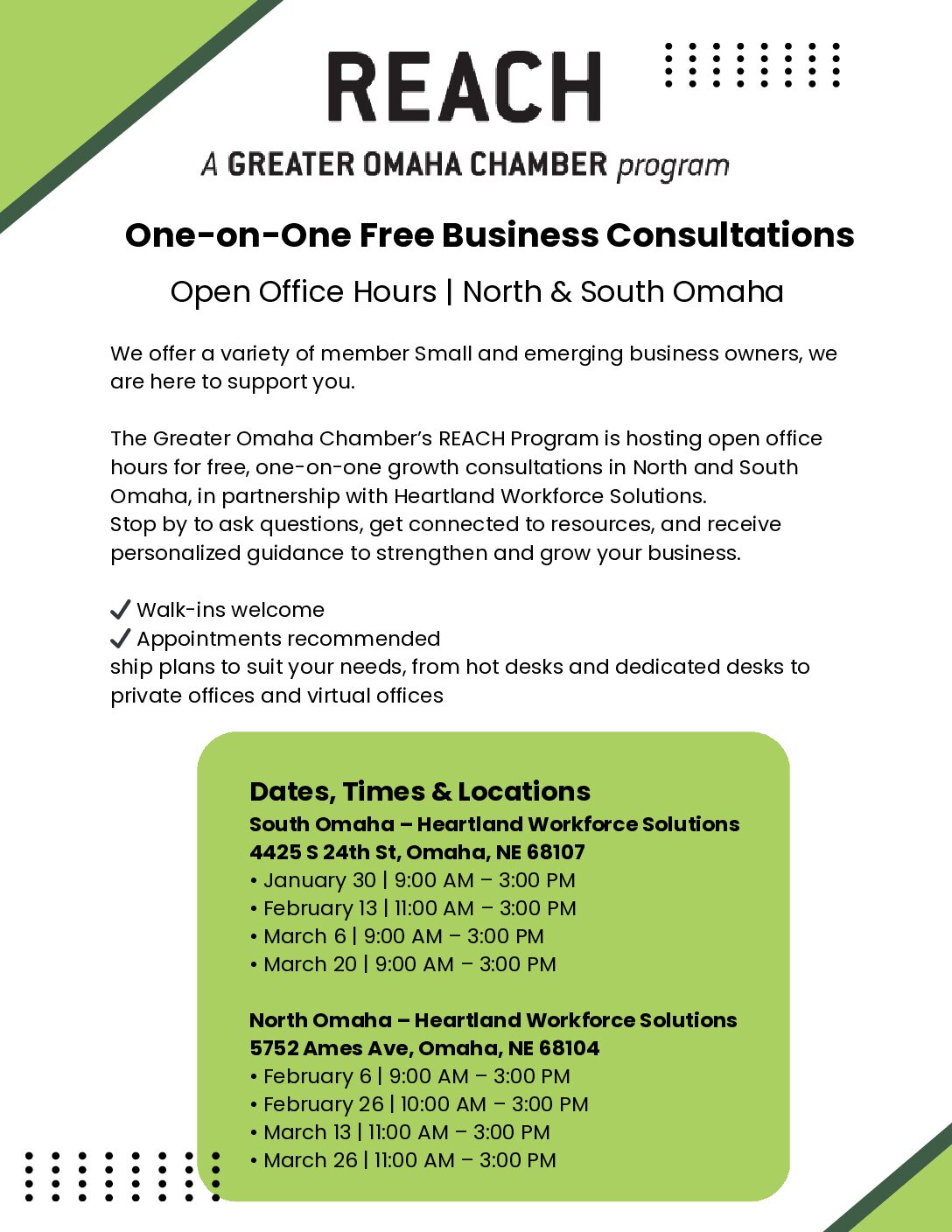 One-on-One Free Business Consultations | South Omaha